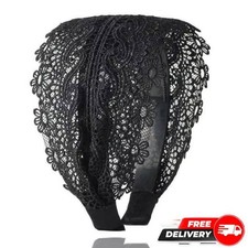Black Wide Lace Headband Women Elastic Hair Band Turban Accessory
