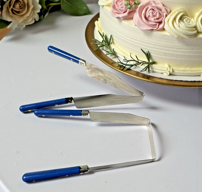 Kake-Kut r VTG Cake Cutter & Pie Server Blue Handles Silver Metal Rivets ~2 Set