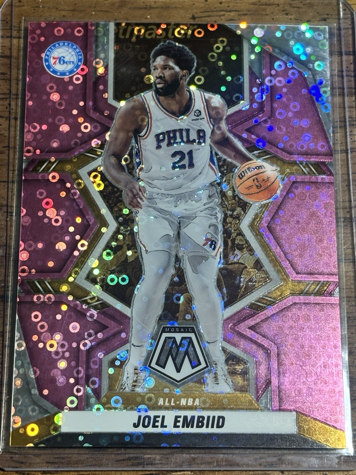 2021-22 Panini Mosaic All-NBA Joel Embiid #290 Pink Fast Break Prizm /20 76ers