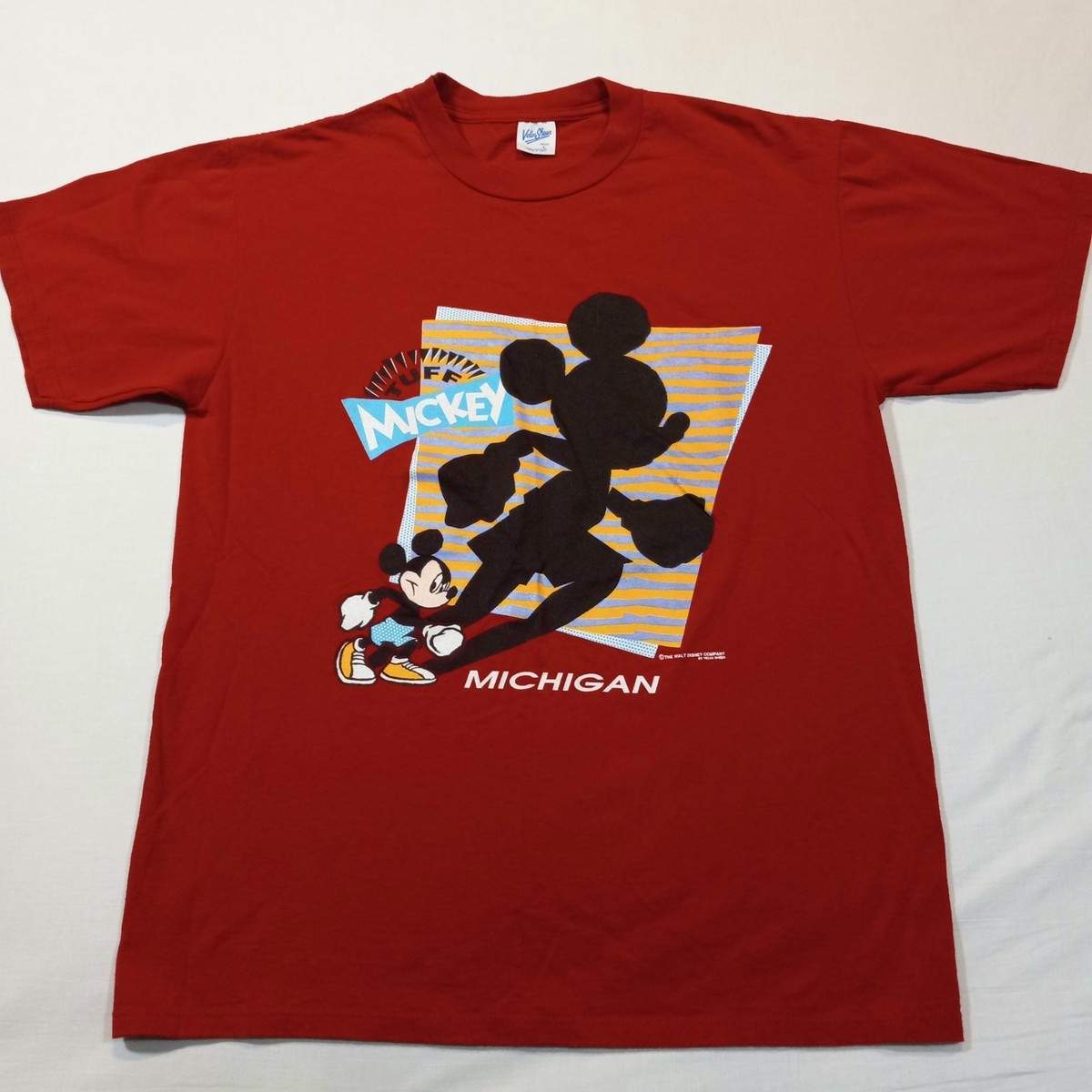 L 90s Disney Michigan Tuff Mickey Mouse Boxing T-Shirt Vintage