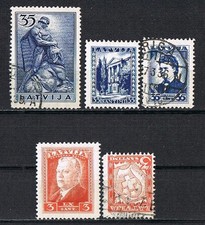 Lettland 1934/1937, Gedenkmarken gestempelt, Falz.