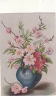 Great Atlantic Pacific Tea Co Blue Vase with Pink Flowers Vict Card c1880s