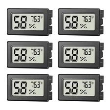 6 Pack Mini Hygrometer Indoor Humidity Meter, Small Digital Thermometer Black 