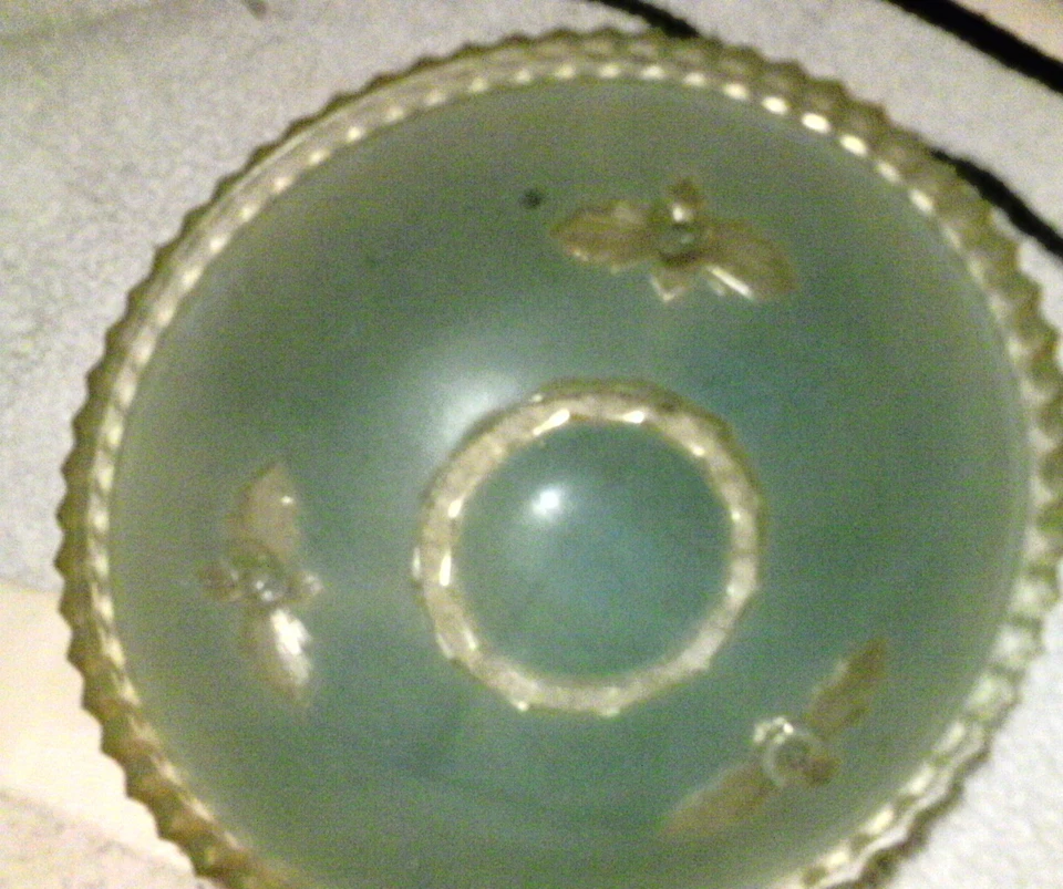 Vintage ceiling light shade blue glass - Image 2 of 3