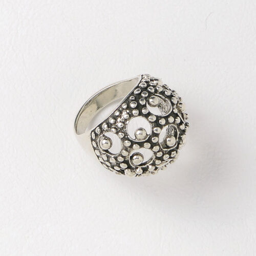 White Gold Filled Openwork Bombe Ring for Women, Statement Fashion Jewelry - Picture 1 of 8