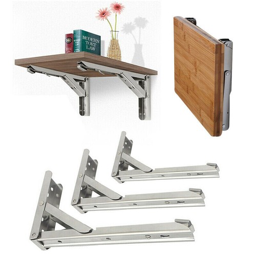 2 x Folding Shelf Bracket Heavy Duty Triangle Bench Mounted Table Wall