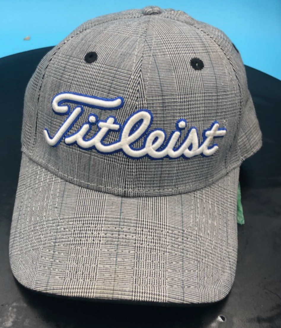Casquette De Baseball Titleist à Carreaux Gris, Rouge Et Blanc - Taille Ajustable