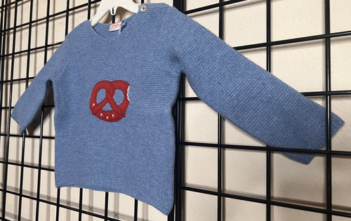 NEW-NWT WildFang/Nyani Cashmere blend BLUE Pretzel Sweater 2/3Y-Beautiful-Plush - Picture 3 of 11