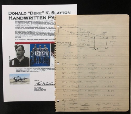 DEKE SLAYTON - SINGLE HANDWRITTEN NOTE SCCS PRESENTATION MERCURY 7 & ASTP (D)