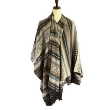 Alpaca Aztec Patterned Poncho Shawl Adult One Size Southwestern Western Boho