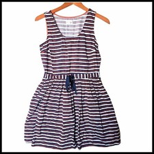 Maison Jules Striped A Line Dress White Blue size M Medium