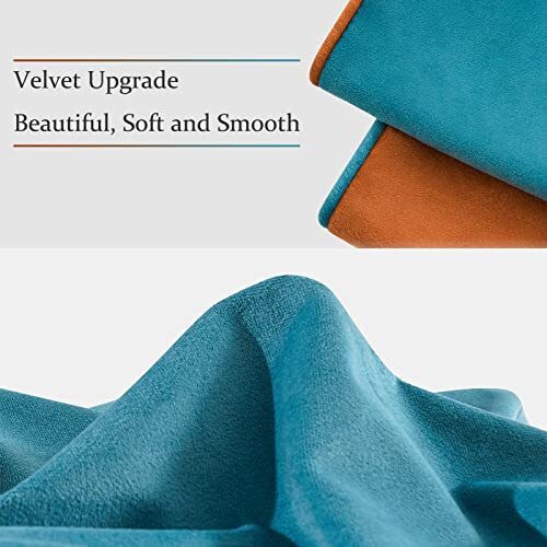 Orange and Teal Throw Pillow Covers 18x18in Set of 2, Colorful Velvet