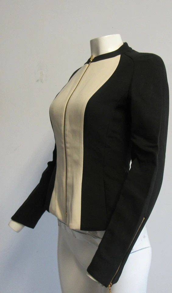 MARNI ivory/black color block zip front blazer SZ 40 - Image 2 of 4