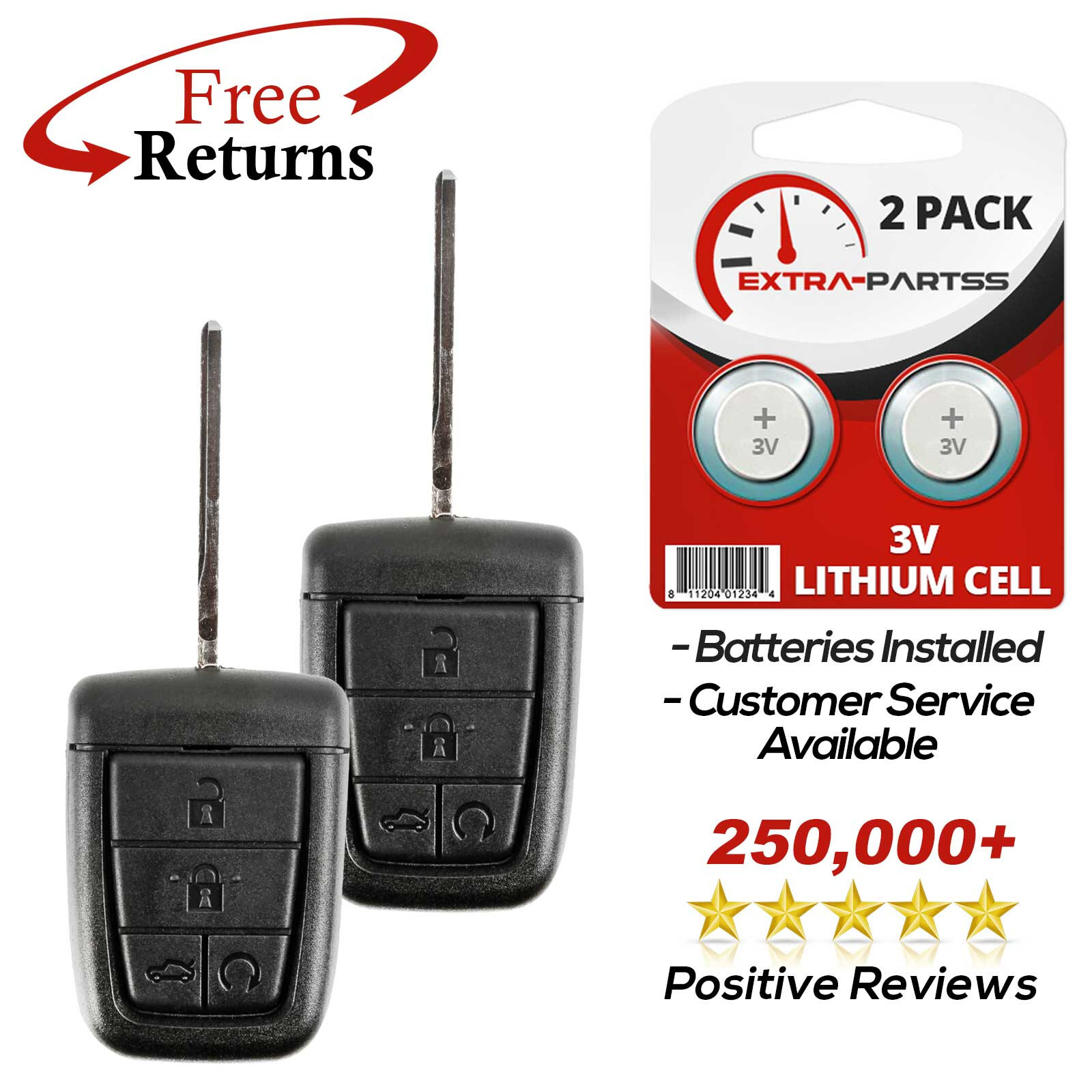 2 Remote 4btn Smart Key Car Fob For Chevrolet and Pontiac (OUC6000083)