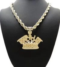 ICED RAP-A-LOT RECORDS PENDANT & 8mm 18" 20" 24" 30" ROPE CHAIN HIP HOP NECKLACE