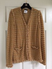 Chanel 15C NEW DYBAI AMAZING Ochre Gold Jacket Gold Pearls CC buttons FR40 