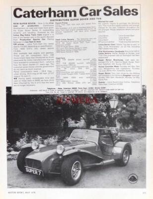 CATERHAM 'Super 7' Sports Car ADVERT #13 Original Vintage 1978 Print Ad E05/15