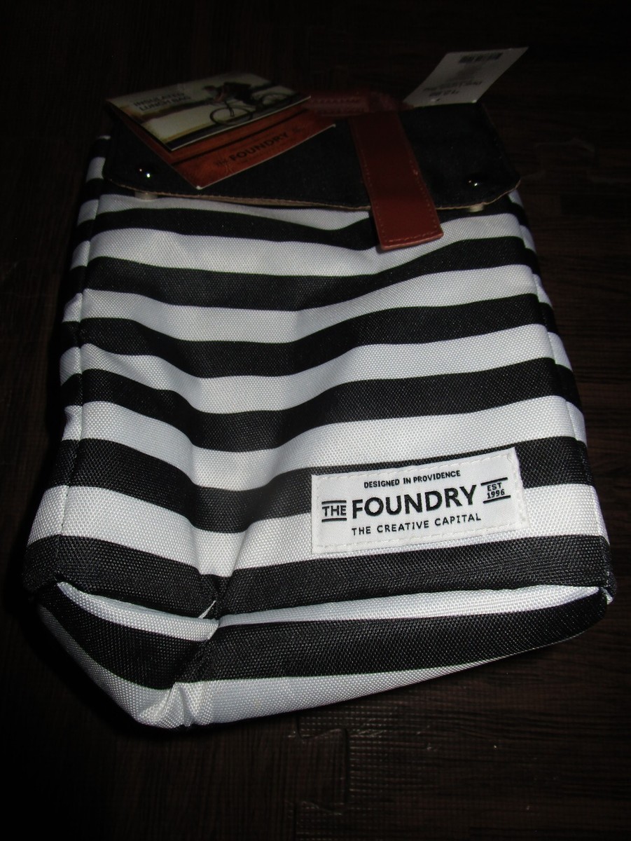 The Foundry Black White Striped Insulated Dyer Lunch Bag NWT | eBay