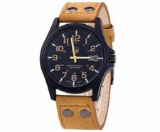 Luxus Militär Schwarz Herren Armbanduhr Leder Analog Elegant Quarz Trenduhr