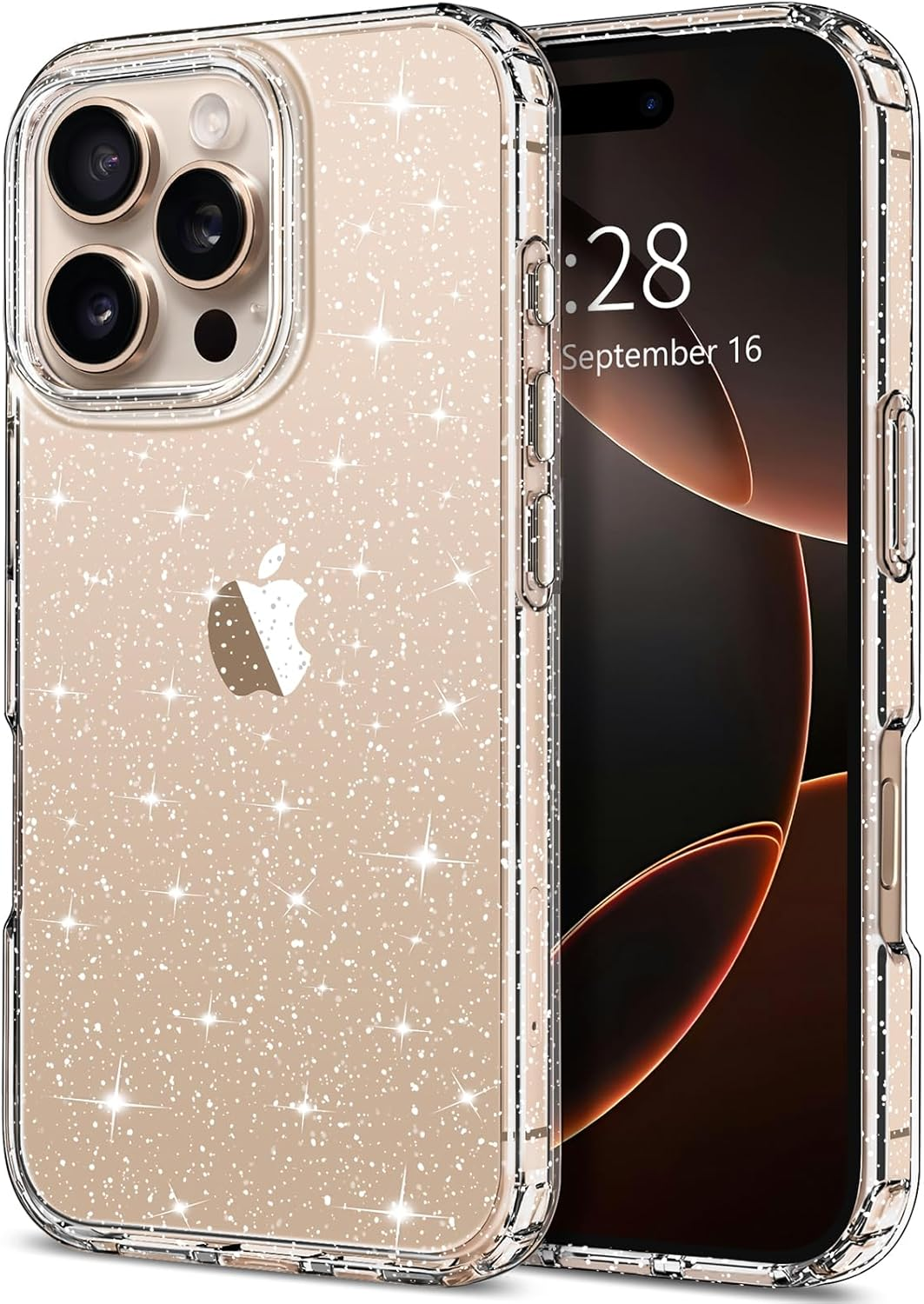 Case for Iphone 16 Pro Case Glitter, Clear Glitter Sparkly Shiny Bling Sparkle C
