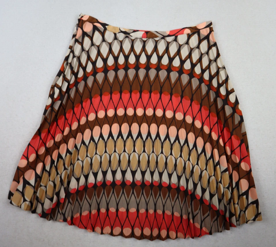 LILY 白色 - 女士珊瑚和棕色印花百褶裙 - M 码 — 第 4/4 张图片