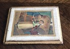 Vintage Victorian Women Market Scene Gold Gilt Tole Wall Plaque Italian Style — photo 4