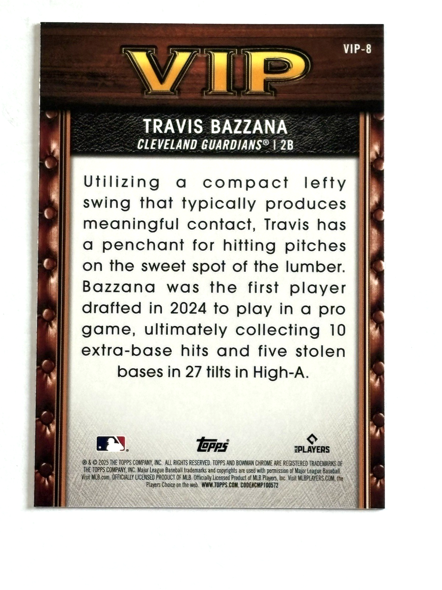2025 Bowman Chrome Travis Bazzana Very Important Prospects Card