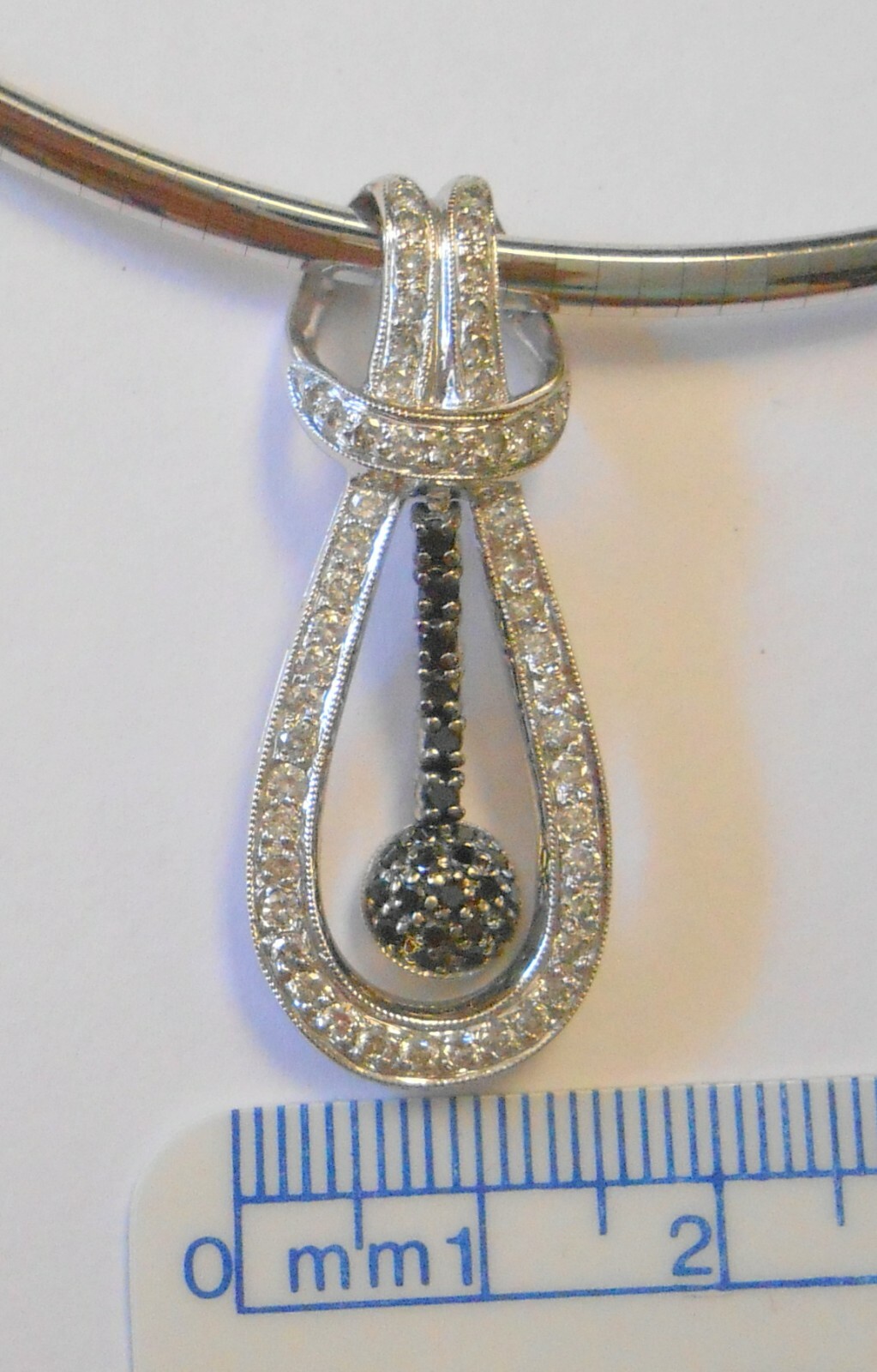 Black & White Diamond Studded Loop Dangle Slide P… - image 10