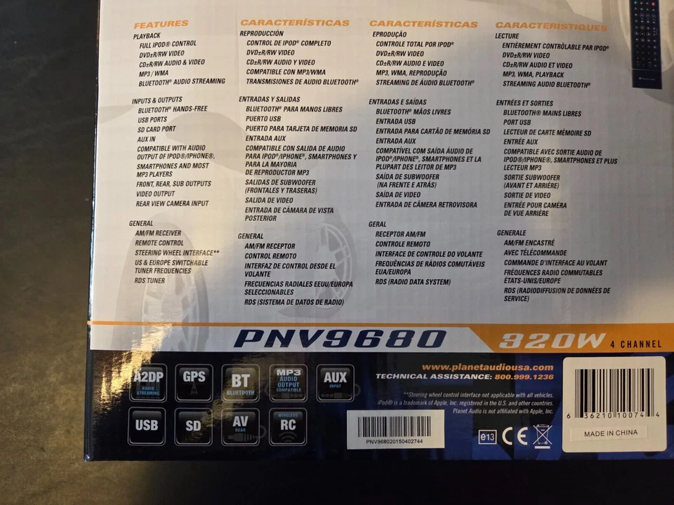 Planet Audio PNV9680 6.2" Touchscreen Navigation - CD/DVD/USB/SD/Bluetooth/Radio - Image 4 of 4