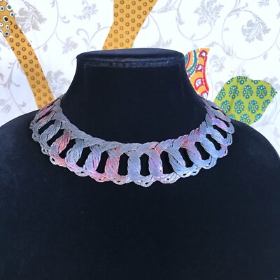 Flat Looped Metal Cable Necklace Industrial Arts Minimalist Wire Artisan Forged