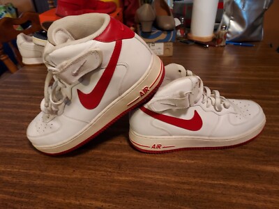 Nike Air Force 1 ホワイト/レッド Nike Shoes Men's 10 5 Air Force One White/Red Leather Mid 2012 AF