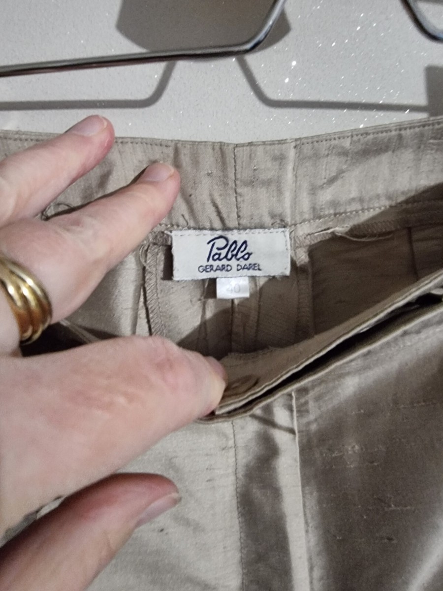Pantalon 7/8 Gérard Darel 100% Soie Sauvage - Beige Perlé, Taille ~38/40, Occasion Soirée !