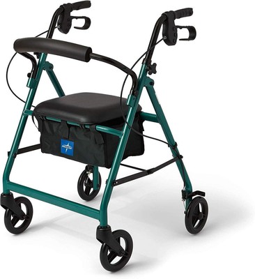 Lightweight Aluminum Rollator Folding Rolling Walker 6'' Wheels 250lb Capacity