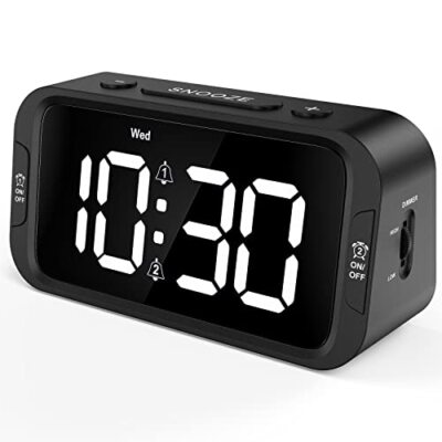 Odokee Digital Dual Alarm Clock for Bedroom Easy to Set 0-100% Dimmer USB 