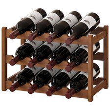 3-Tier Bamboo Wine Rack Wine Storage Cabinet Shelf 12 Bottle Display Wine Racks