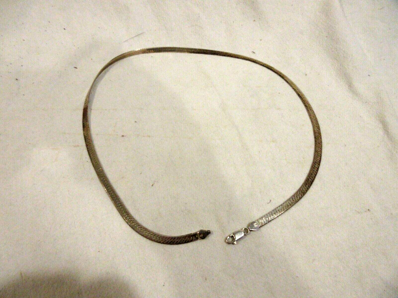 Marked 925 Italy Solid Silver 24" Herringbone Cha… - image 1