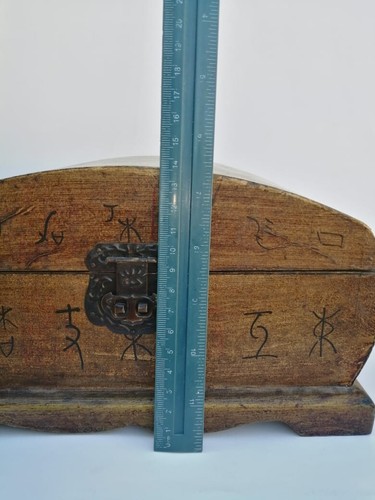 Box Schmuck Antik Holz geschnitzt Chinesisch Tief Handarbeit Signiert Medium Braun Selten - Bild 9 von 19