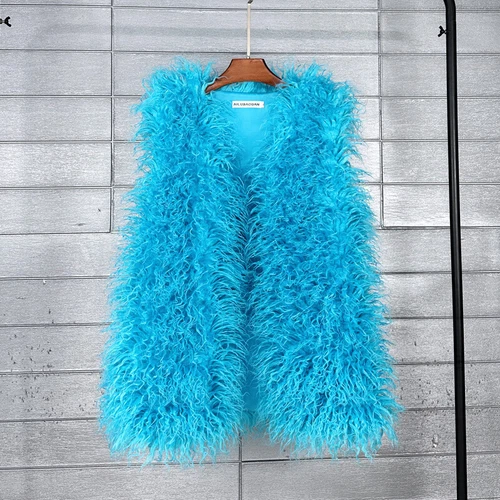 Mujeres Talla Grande Imitación Lana Piel Largo Imitación Skeep Piel Invierno Chaleco Cálido - Imagen 14 de 43