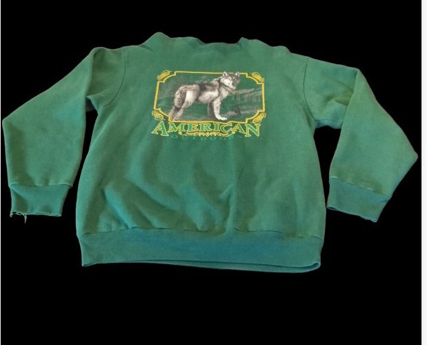 Vintage Wolf Sweatshirt American Outdoor Nature Made in USA Fleece Men