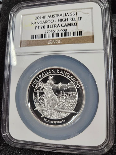 🌟 2013-P Australia 1 oz Silver Kangaroo High Relief Proof Coin NGC PF70 Perth