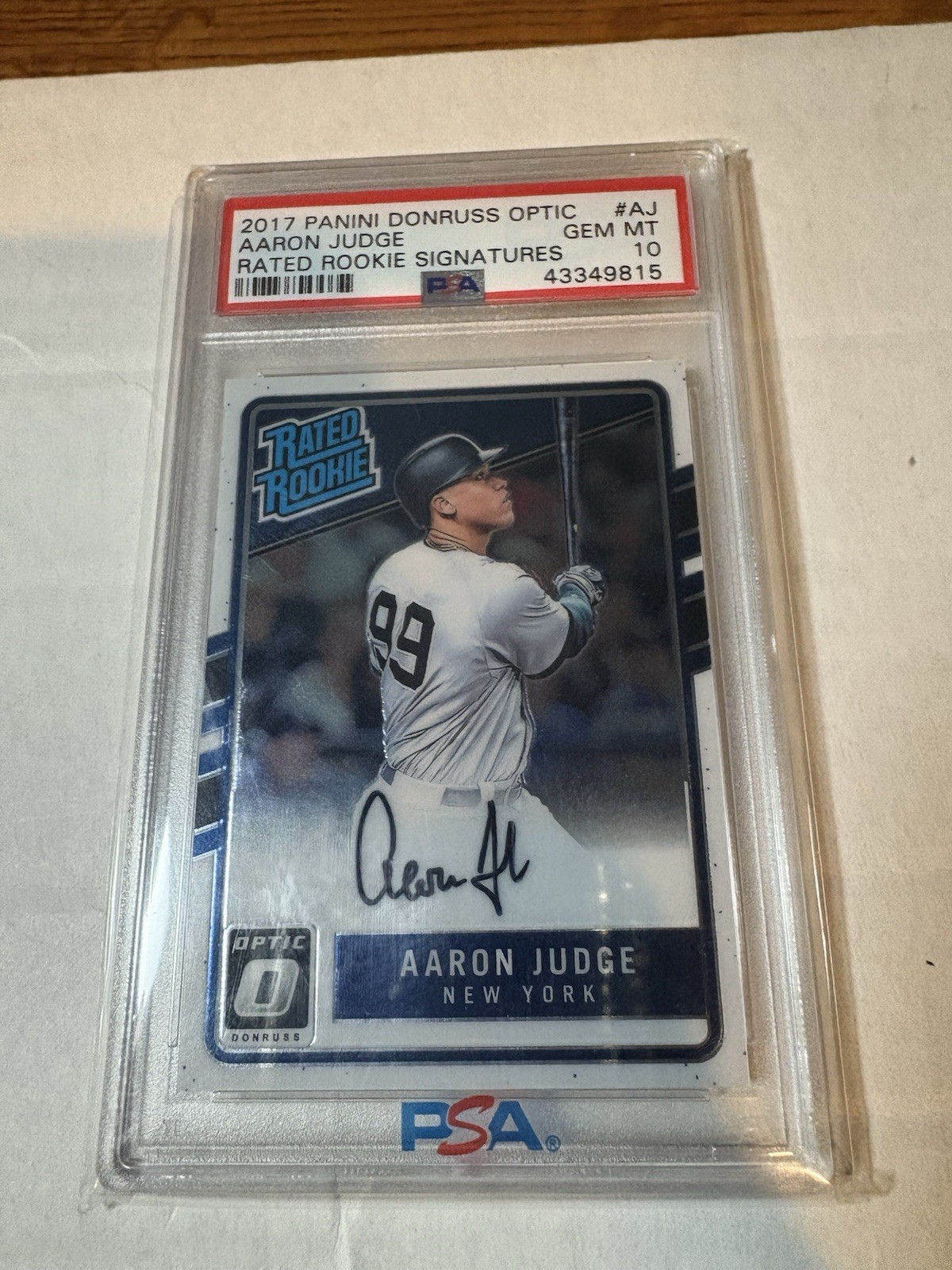 2017 DONRUSS OPTIC AARON JUDGE RATED ROOKIE On Card Auto PSA 10 YANKEES ...
