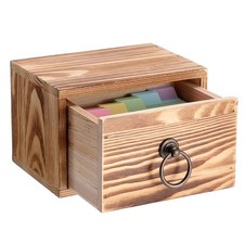 BTSKY 3x5 Index Card Box, Wooden Drawer Storage Organizer Inch, Brown