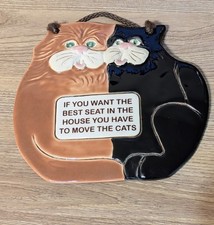 Vintage 1994 Smoky Mountain Pottery Cats Wall Hanging Gatlinburg, Tennessee