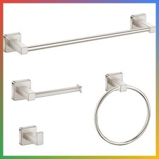 Brushed Nickel Towel Bar Set 20 Inch 4 Piece Bathroom Hardware Kit
