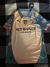 Manchester City 24/25 Definitely City Jersey Size M Champions League Patches