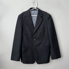 Michael Kors Boys Blazer Jacket Size 12R Black Striped 2 Button Youth