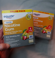 Lot of 2 Equate Nicotine Gum FRUIT New 4 mg 160 Piece QUIT SMOKING NOW Free Ship