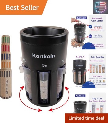 Automatic Coin Sorter 5 in 1 Coin Counter with Coin Wrappers, Sort Your Spare...