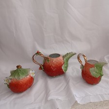 Small Strawberry Teapot No Lid Creamer Sugar Royal Bayreuth 1880's-1910 Germany