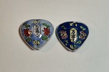 2 Hand Painted Ceramic Heart Shaped Beads 25mm